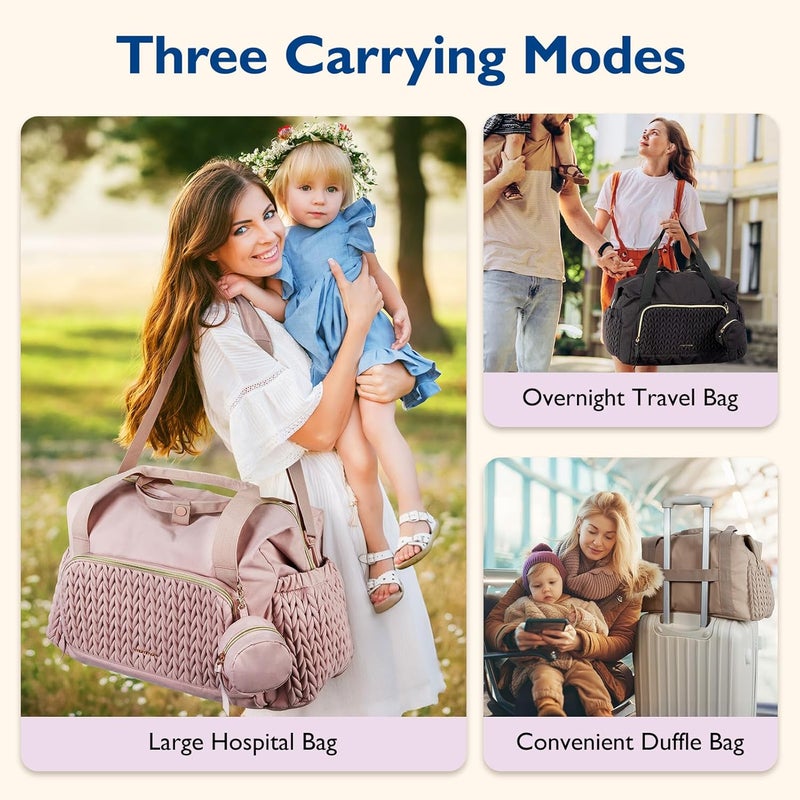 mommore Diaper Bag Tote, Large Capacity Travel Diaper bags, Hospital Bag for Labor Delivery, Baby Bag with Pacifier Case - Image 2
